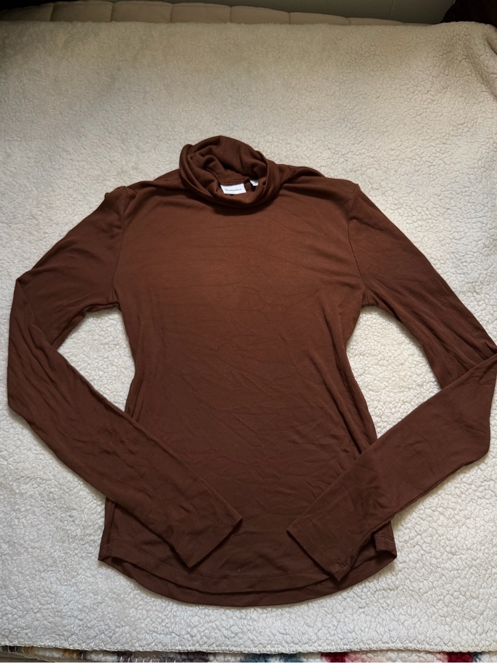 Aritzia Sunday Best Brown Turtleneck Long Sleeve Top